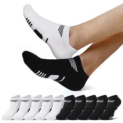 Imagen de NUOZA Calcetines Tobilleros Mujer Algodon Invisibles Deporte Running Negro Blanco