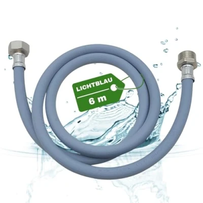 Imagen de LICHTBLAU Alargador de manguera entrada con rosca metal para lavavajillas y lavadora, conexión I 3/4 pulgadas, agua, uso universal, fabricante independiente, tamaño: 6 m