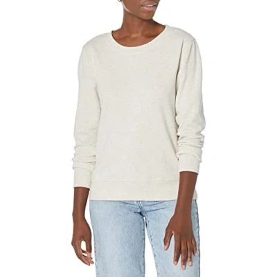 Imagen de Amazon Essentials Sudadera de Cuellocaja Forro Polar y Tejido Rizo Francés (Disponible en Tallas Grandes) Mujer, Avena Mezcla, XS
