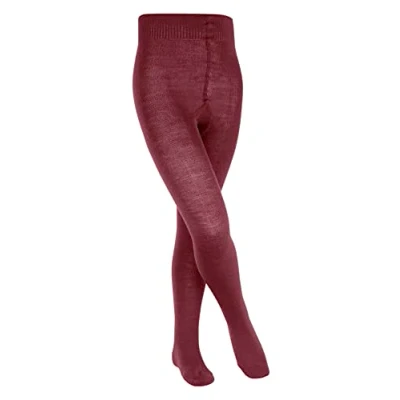 Imagen de Falke Comfort Wool K TI Lana Algodón Gruesa Unicolor 1 Pieza, Pantimedias Unisex Niños, Rojo (Ruby 8830), 152 164