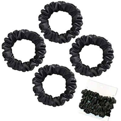 Imagen de Olakin Coletero de Seda para Pelo [4PCS], el Cabello Scrunchies Velvet Elástico Bandas, Gomas Mujeres Niñas Accesorios, moños trenzas(Negro)
