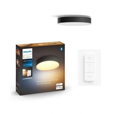 Imagen de Philips Hue Lámpara Inteligente, Enrave, Colgante LED Luz Blanca Cálida a Fría, Compatible con Alexa y Google Home, Color Negro