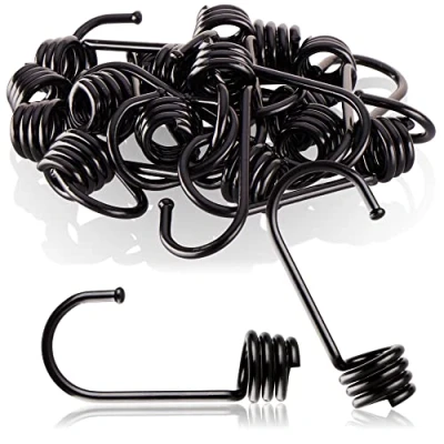 Imagen de com four® Ganchos en Espiral 20x Gancho de Metal Pintado Pieza Final para Cinturones tensión, tensores Equipaje, Cuerdas Lona, expansores, y sujeción (Negro 10mm)