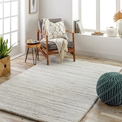 Imagen de Surya Kupang Shaggy Rug Alfombra Salon Grande Habitacion, Dormitorio Pelo Largo Berber Abstracta, Grueso y Esponjoso de 160x213cm, Crema