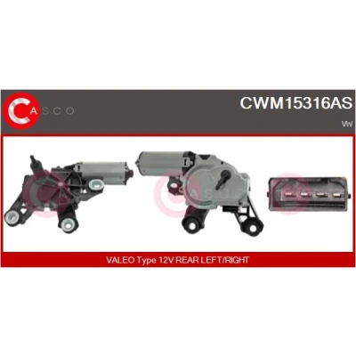 Imagen de CASCO CWM15316AS Motor del Limpiaparabrisas 12V posterior para dirección izquierda/derecha