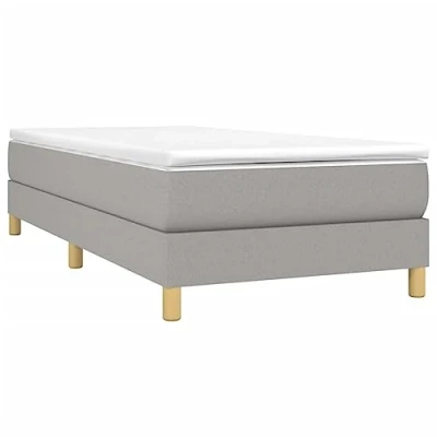 Imagen de vidaXL Estructura de Cama, Somier Individual Listones, Base Cama Tapizada, Mueble para Dormitorio Hogar, Tela Gris Claro 100x200 cm