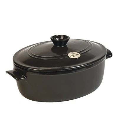 Imagen de Emile Henry Cocotte ovale Fusain, Céramique Flame, Kohle, 33.5 x 26.5 18.5 cm
