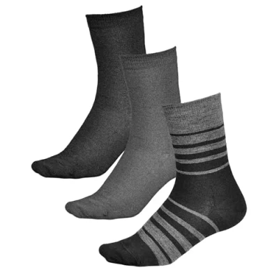 Imagen de vitsocks Calcetines de LANA MERINO Pura Mujer (3 PARES) Suaves Calientes para Invierno, lisos y rayas negro gris, 35 38