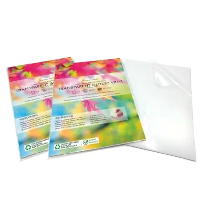 Imagen de 2 x 10 hojas A4 de vinilo transparente/transparente brillante autoadhesivo calidad imprimible por inyección tinta