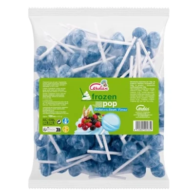 Imagen de Caramelos Cerdán Caramelo con Palo Sabor Yogurt de Frutas del Bosque Frozen Pop Duro Sin Gluten ni Alérgenos Bolsa 100 Unidades Ideal para Fiestas, Eventos y Cumpleaños