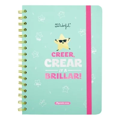 Imagen de Mr. Wonderful Agenda Wonder 2025 Semanal Creer, crear ¡y a brillar! Incluye 8 Hojas de Pegatinas y Bloc Notas Adhesivas con Formas