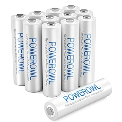 Imagen de POWEROWL Pilas Recargables AAA Alta Capacidad, 12 Piezas (Baja Autodescarga, Precarga) Ni MH Recargable 1000mAh, Aproximadamente 1200 Veces