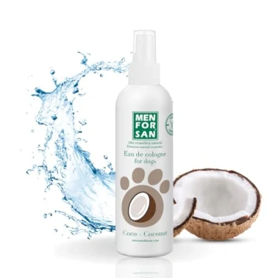 Imagen de MENFORSAN Agua de colonia para perros Coco Aroma intenso y refrescante Efecto desodorante Con Ingredientes muy suaves ue NO irritan la Piel Ph Neutro 125 ml