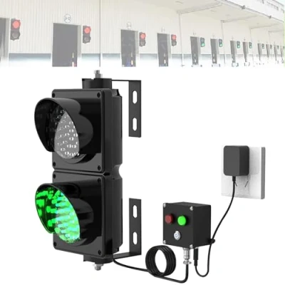 Imagen de JCSRYD Semaforo LED Luz de Freno Tráfico 100 mm con Control Botón, Indicadora Roja/verde Señal Bloque 2 Luces, AC85 265V
