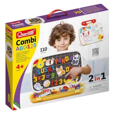 Imagen de Quercetti 5285 Combi ABC / 123 Pizarra de Letras y números magnéticos, Juegos educativos, Medium (5285)