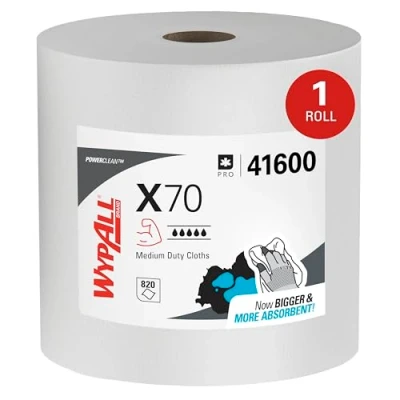 Imagen de WypAll X70 Rollo de Paños Limpieza 8348, 1 Capa, Fuerte y Absorbente, x 870 Blancos