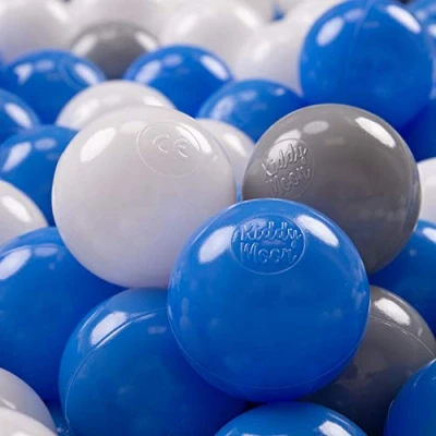 Imagen de KiddyMoon 700 ∅ 7Cm Bolas Colores De Plástico para Piscina Niños, Gris/Blanco/Azul