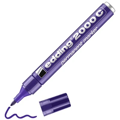 Imagen de edding 2000 C marcador permanente violeta 1 rotulador punta redonda 1,5 3 mm indeleble de secado rápido resistente al agua y a los borrones cartón, plástico, madera, metal universal