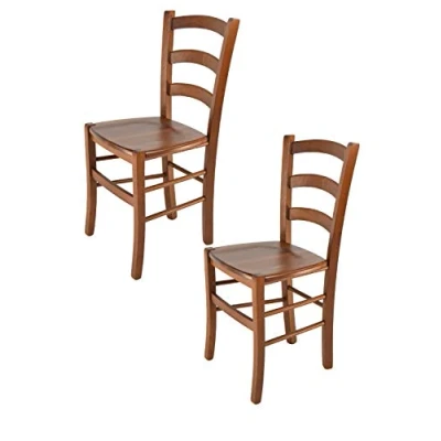 Imagen de t m c s Tommychairs Set 2 sillas Venice para Cocina y Comedor, Estructura en Madera de Haya Color Nuez Claro Asiento