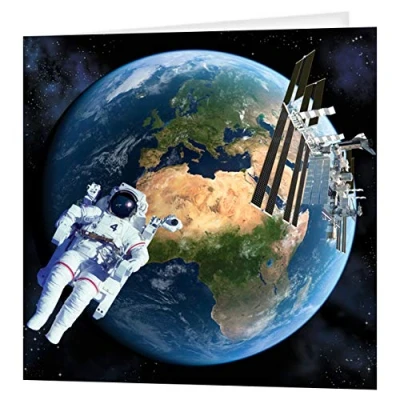 Imagen de 3D LiveLife Tarjeta felicitacion Tierra desde el Espacio de Deluxebase. Lenticular astronauta con ilustraciones originales licencia del reconocido artista, David Penfound