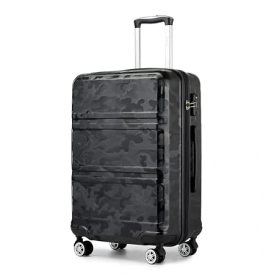 Imagen de Kono Maleta de mano ligera plástico ABS con carcasa rígida viaje, Negro/camuflaje, 20&quot; (50,8 cm),