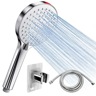 Imagen de SREWOHS Alcachofa de ducha con soportes para manguera ahorro energía ducha, lluvia, agua, cabezal elevador presión