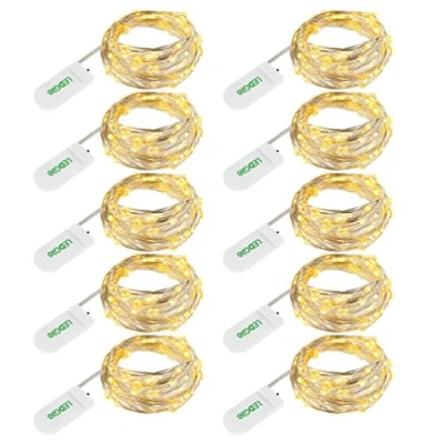 Imagen de LEDGLE 10 PCS Cadenas de Luces, 3.9ft/1.2m 24 Leds Luces Decorativas Blanco Cálido con Pilas Decoración Boda Fiestas Navidad Guirnaldas LED