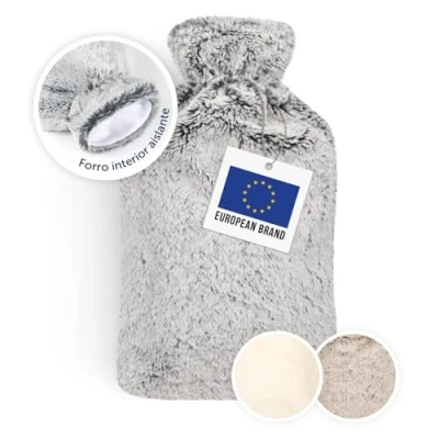Imagen de Blumtal bolsa agua caliente premium con funda hecha de peluche caucho natural bolsas calentador manos sin fugas gris
