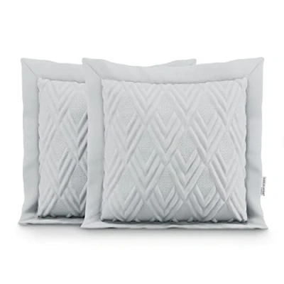 Imagen de AmeliaHome 2 Fundas de Almohada ultrasonic Doble Cara, 45 x cm, Color Plateado