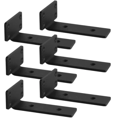 Imagen de soporte estanteria pared,Escuadras, 6 soportes de estante industriales resistentes de, Escuadras metalicas negro,L baldas pared(5mm grosor),15cm