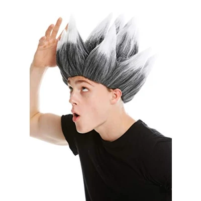 Imagen de WIG ME UP LM 19 P103TP60 Peluca Mujer Hombre Carnaval Pelo erizado Diablo Demonio Troll Flor científico Loco Colores Gris y Blanco