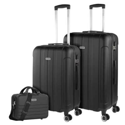 Imagen de ITACA Juego Maletas De Viaje rígidas Trolley con Candado Combinación y 4 Doble Rueda 360 Set Ligeras Resistentes Neceser, Negro