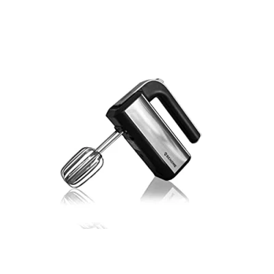 Imagen de Batidora eléctrica mezclador 5 velocidades 300 W Turbo con luz LED color plata y negro 2 batidores para masas suaves ganchos duras