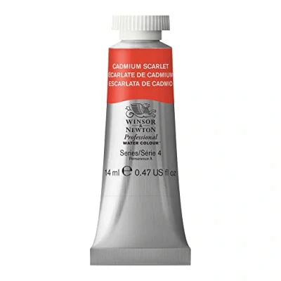 Imagen de Winsor &amp; Newton Acuarela Profesional Pintura De Acuarela, Alta Luminosidad, Resistente a la Luz, Calidad Archivo, Tubo 14 ML, Color Escarlata Cadmio