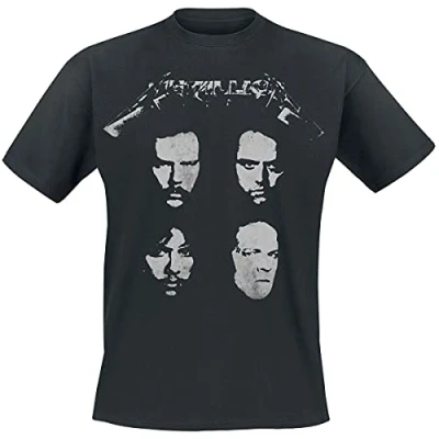 Imagen de Metallica 4 Faces Hombre Camiseta Negro XL 100% algodón Vorne Bedruckt, Hinten Bedruckt Regular