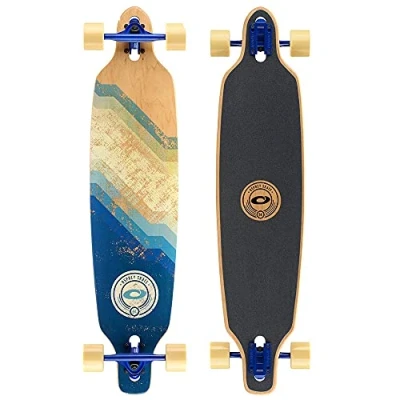 Imagen de Osprey Longboard de Doble Punta, monopatín Completo 39 Pulgadas, Cubierta Arce Canadiense 7 Capas, para niños, Adultos y Principiantes, Slide Fade