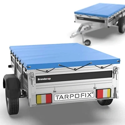 Imagen de Tarpofix® Lona para remolque plana 264x135x7,5cm incl. cuerda de con bordes reforzados, PVC Cubierta varios modelos remolques automóviles 750kg &amp; 1000kg FP3/14