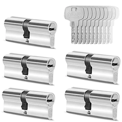 Imagen de GERCAR 5 cilindros de cerradura con cierre uniforme, perfil 30/30, incluye 25 llaves 60 mm, doble cilindro, juego unidades, longitud: A: 30 B: