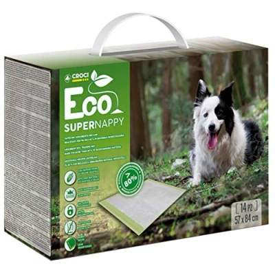 Imagen de Croci Super Nappy Eco Alfombrillas higiénicas para Perros, ecológicas, 84 x 57 cm, 14 Unidades, superabsorbentes, Perros y Mascotas, Gatos, Anstitrappo, antiolor