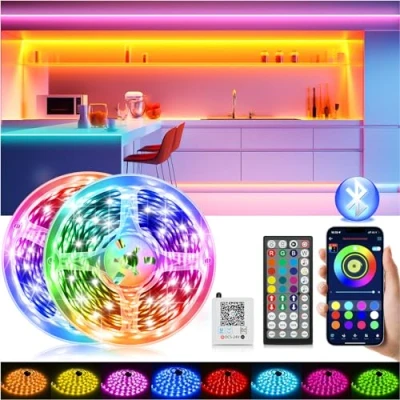 Imagen de Luces Led Habitación, Tira 30 Metros, Tiras RGB Control de Remoto y App 16 Milliones Colores Strip lights, Sincronización Musical Bluetooth, Para Fiesta Hogar TV Bar