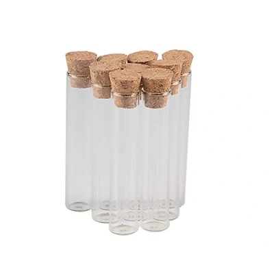 Imagen de Jarvials 100pcs 4ml Tubo de Ensayo Frascos Botellas Cristal Pequeños con Tapón Corcho Transparentes Vidrio Vacío (100,4ml)