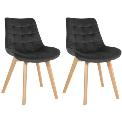 Imagen de CLP Set De 2 Sillas Comedor Brook En Terciopelo I Juego Butacas con Estilo Escandinava Base Madera, Color:Fucsia