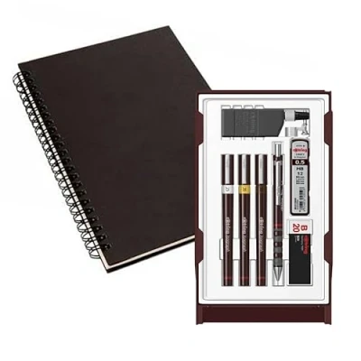 Imagen de rOtring Isograph S0699380 Juego de bolígrafo y lápiz punta fina 3 bolígrafos técnicos (0,25 mm, 0,35 0,50 mm) portaminas (0,5 Accesorios con cuaderno