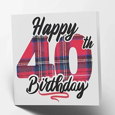 Imagen de Maturi Tarjeta de felicitación 40 cumpleaños con diseño tartán en el interior blanco