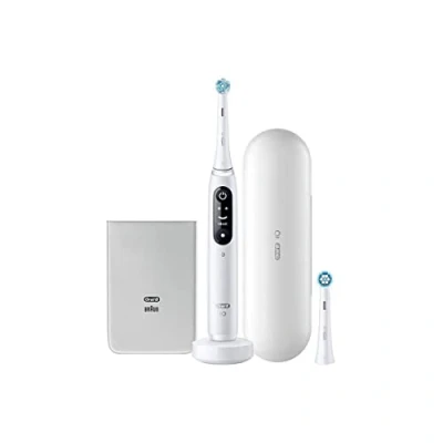 Imagen de Cepillo eléctrico Oral B iO 7W, Con 2 Cabezales, 1 Estuche De Viaje Y Funda Para Cargador, Diseñado por Braun, Blanco