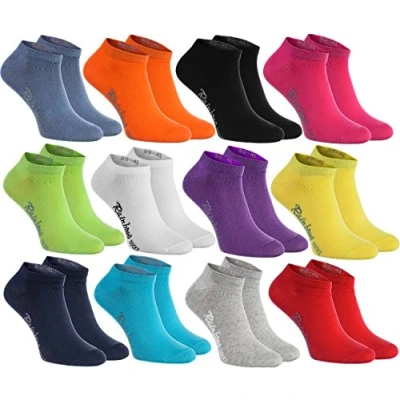 Imagen de Rainbow Socks Hombre Mujer Calcetines Cortos Colores de Algodón 12 Pares Talla 47 50