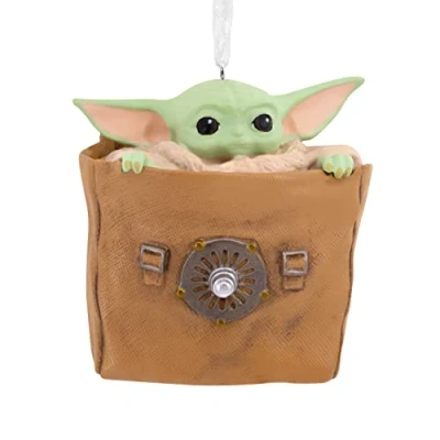 Imagen de Hallmark The Mandalorian Grogu in Bag Adorno de Navidad, decoración Star Wars, Colgante Regalos para Navidad