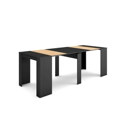 Imagen de Skraut Home Mesa Consola Extensible Comedor Plegable 220 para 10 comensales y Cocina Estilo Moderno Negro Roble