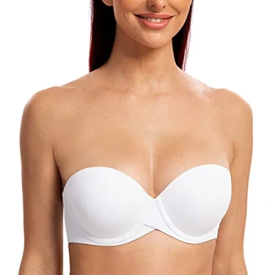 Imagen de MELENECA Sujetador sin Tirantes Push Up de Silicona para Mujer Blanco 115B