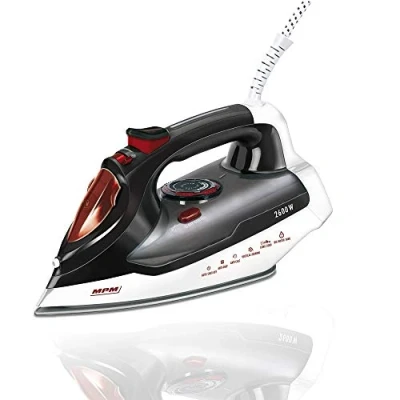 Imagen de MPM MZE 17 Plancha de Ropa vapor Suela Cerámica, Vertical, Golpe Vapor, auto limpieza, anti goteo, 7 Funciones, depósito 430 ml, Apagado automático, 2600 W